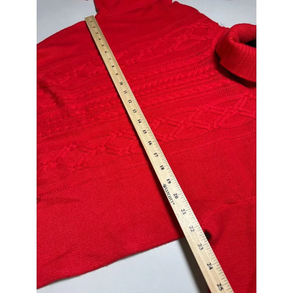 NEW J.Crew Red Cable Knit Turtleneck Sweater Dress Size Large Wool Blend Holiday